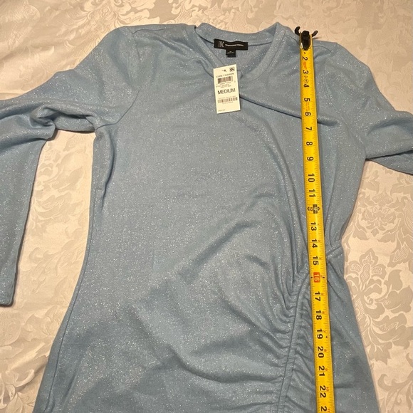 Inc International Concepts Blue Metallic Side-Ruched Knit Top Size Medium - Picture 7 of 9